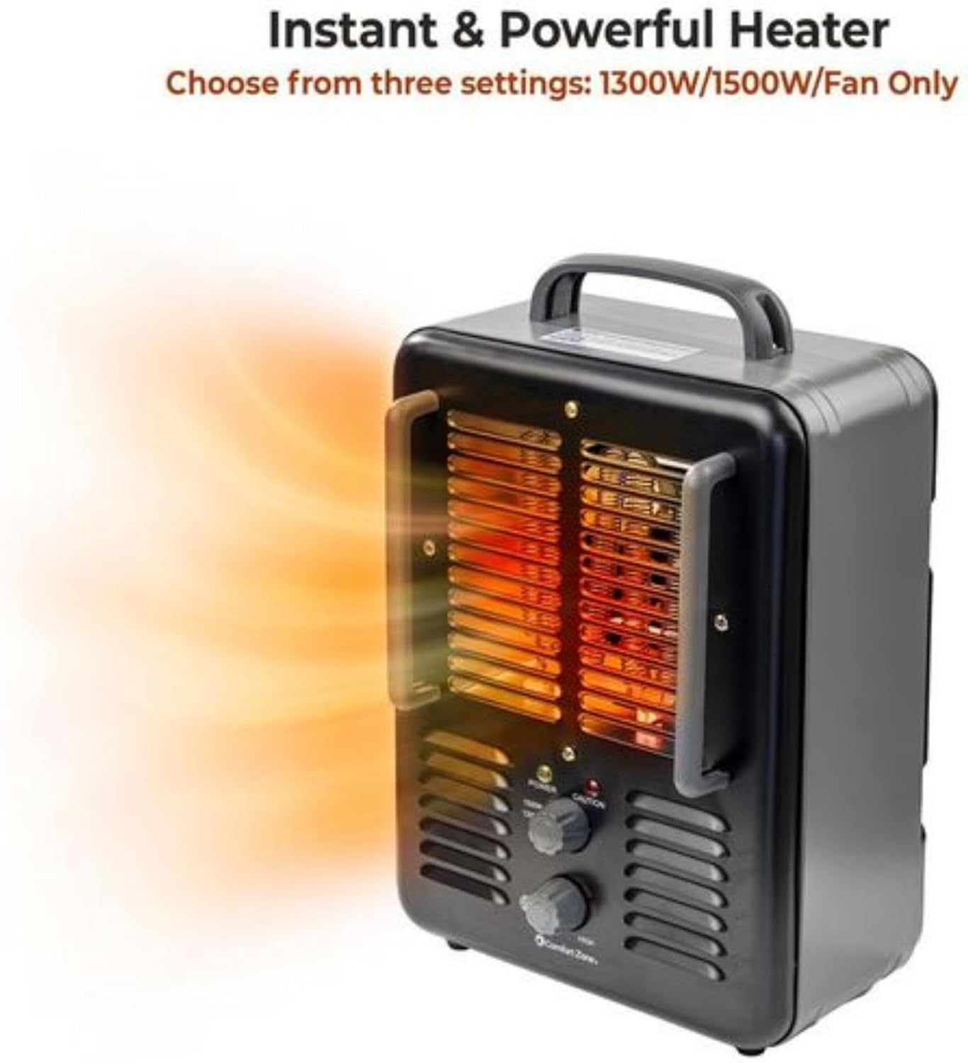 Comfort Zone 1500W Electric Space Heater with Safety Features