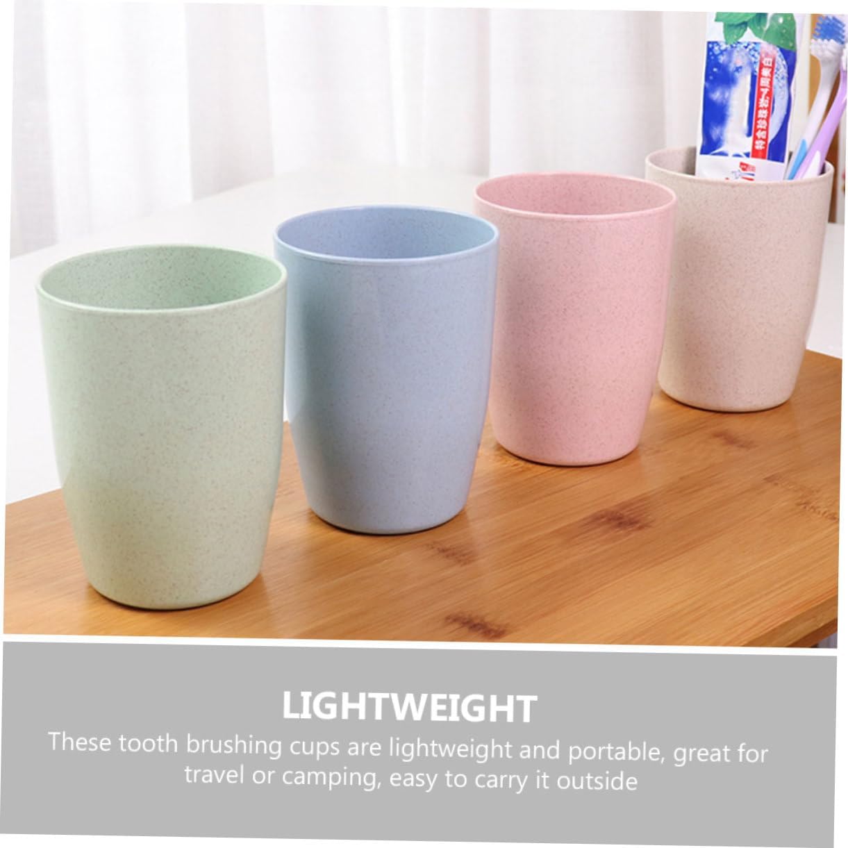 4pcs Wheatstraw Toothbrush Holder Cups for Bathroom