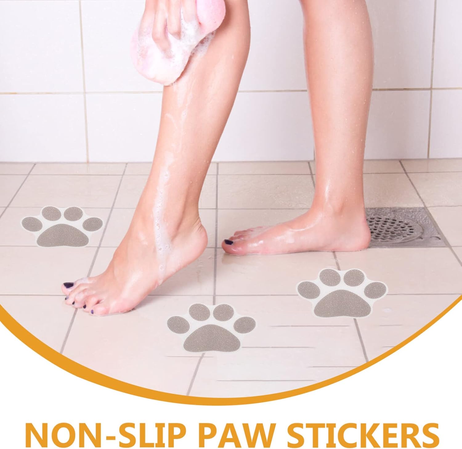 10pcs Paw Bathtub Non-Slip Stickers Grey Safe Grip Design