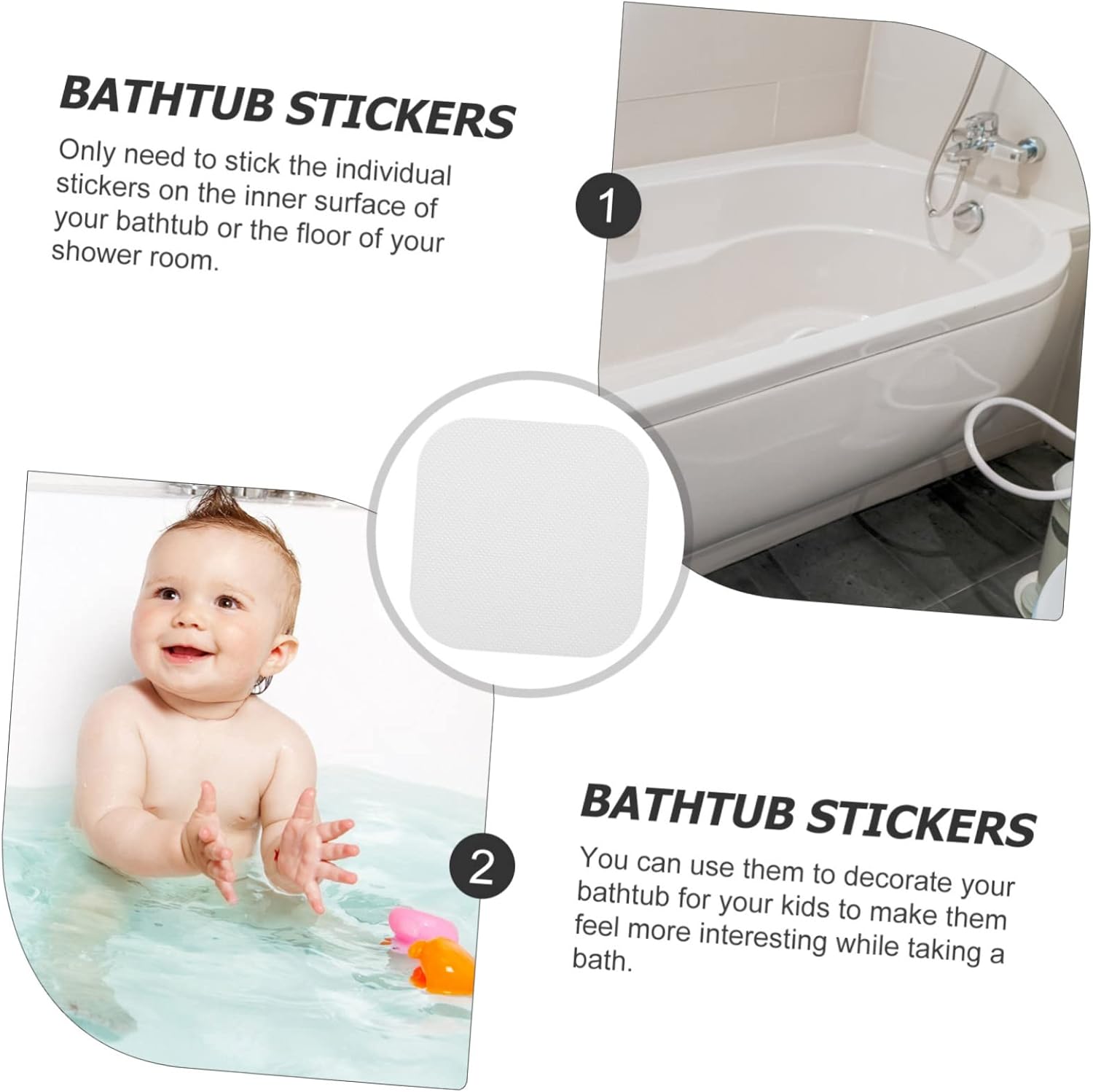 Amosfun 72pcs Non-Slip Bathtub Stickers