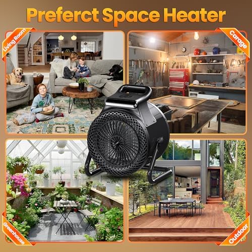 Riseon 1500W Electric Outdoor Heater with Remote Control and 3 Modes