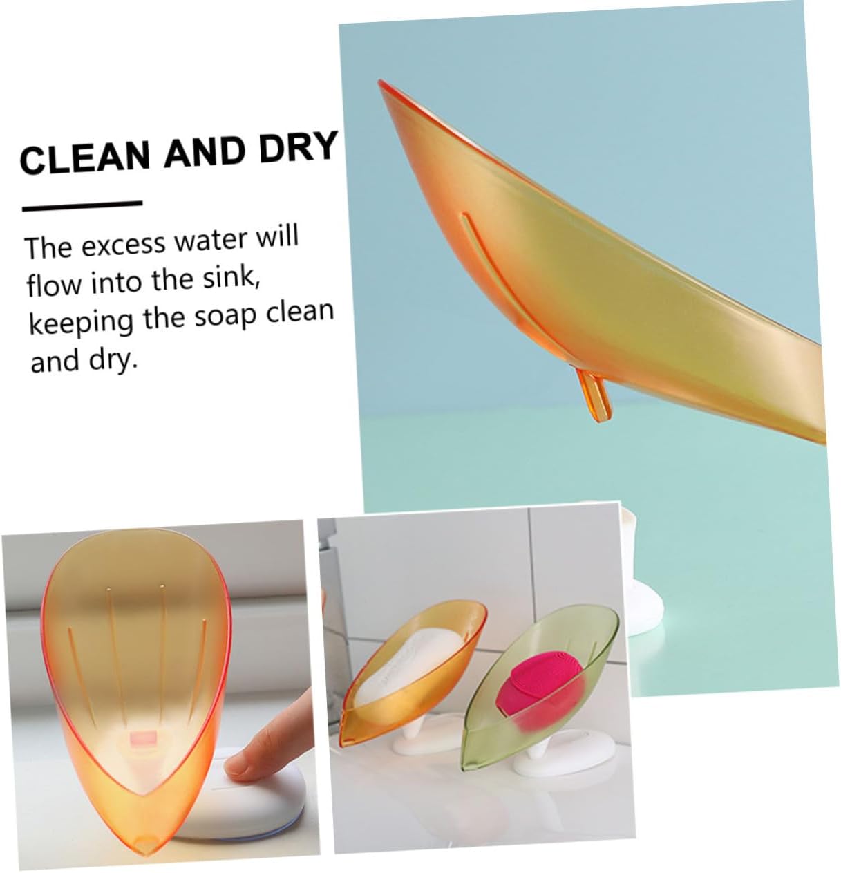 HAKIDZEL 3Pcs Soap Dish Holder with Suction Cup and Draining Design