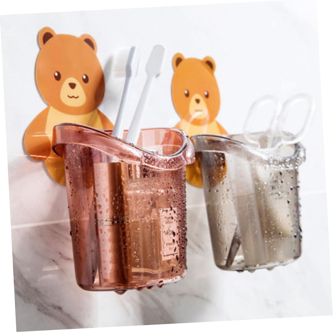2pcs Cartoon Wall-Mounted Toothbrush Holder for Boys and Girls