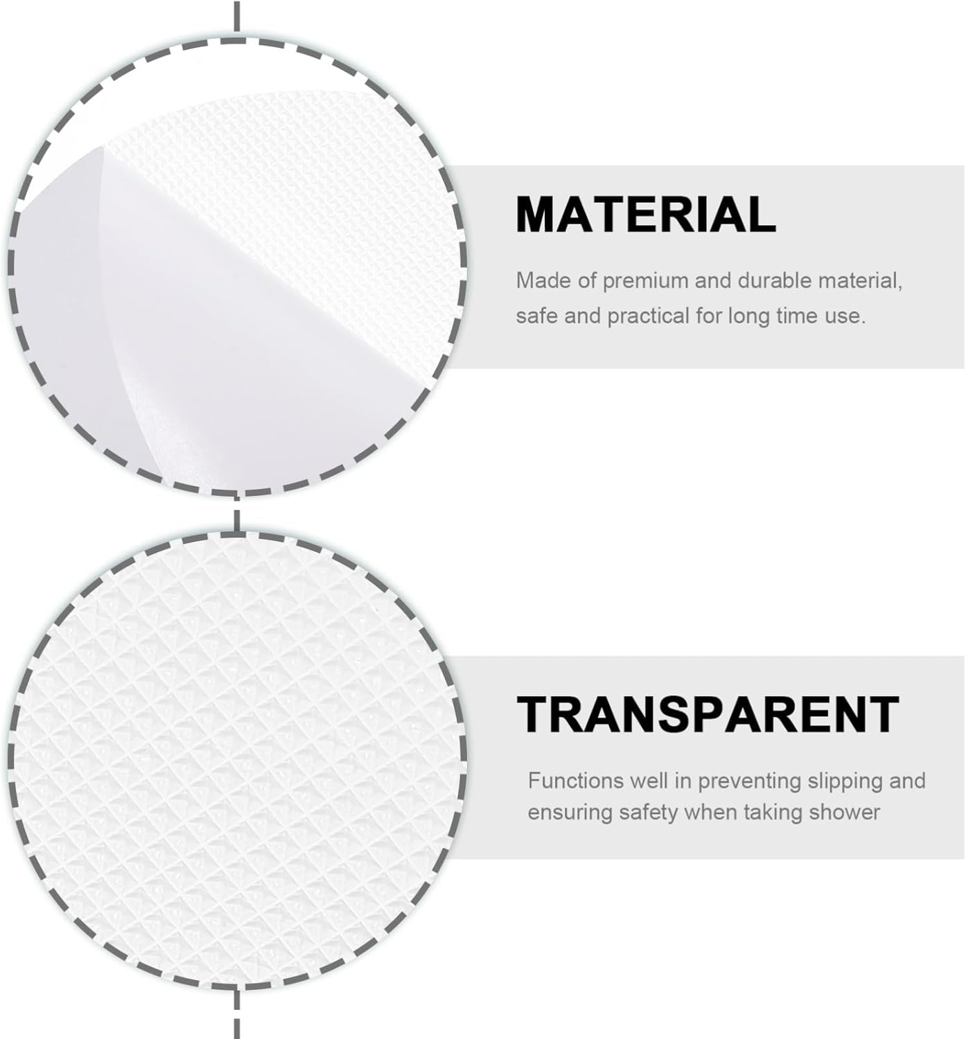 HAKIDZEL 1Set Non-Slip Bathroom Floor Stickers Transparent Peva Anti-Slip Decals