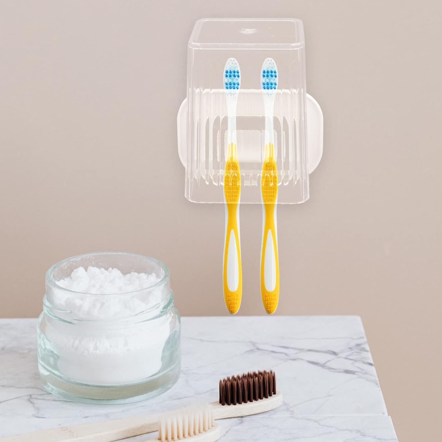 HOLIDYOYO 1set Wall Mounted Toothbrush Holder Set