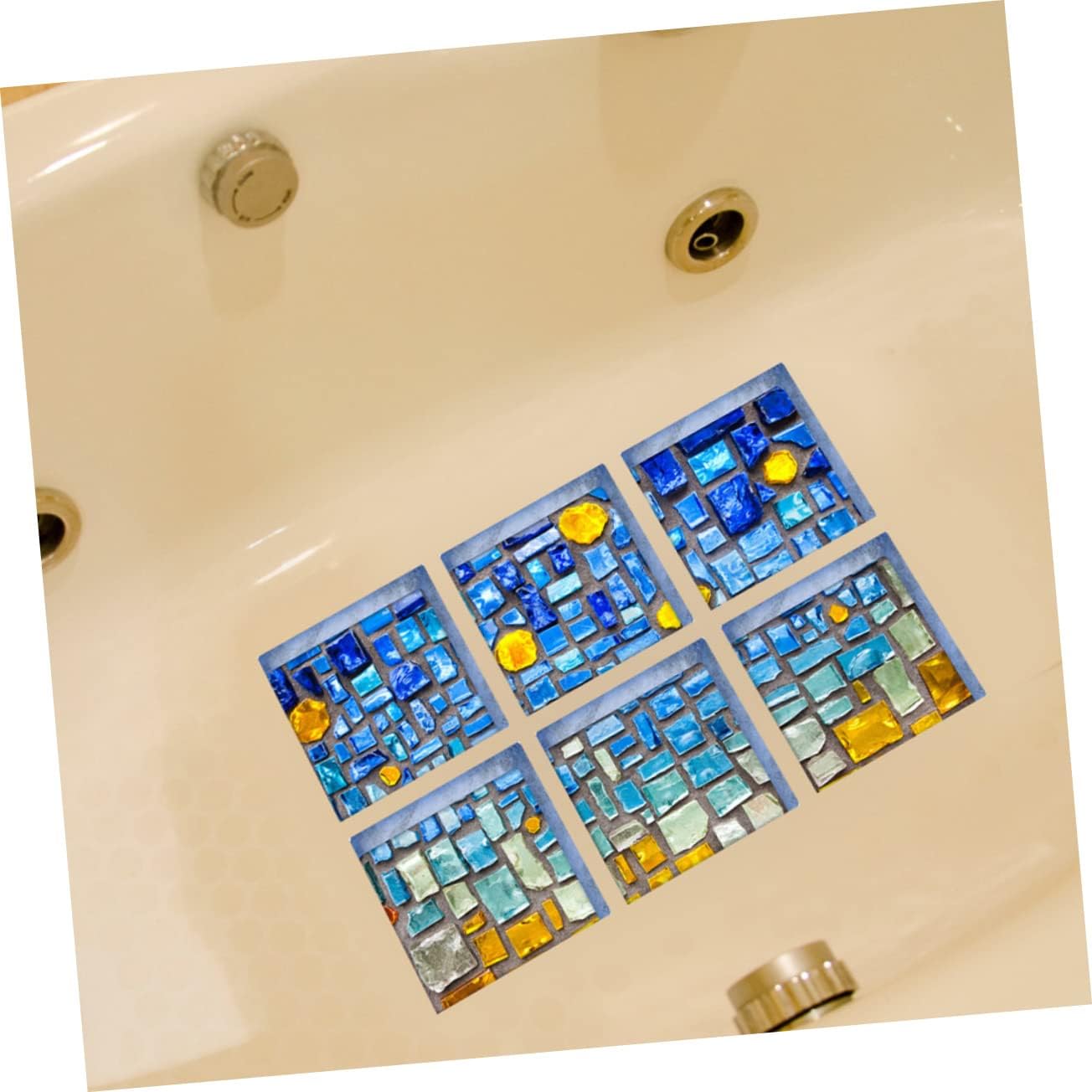 ETHZZLE 3D Bathtub Sticker Non-Slip Decor Blue
