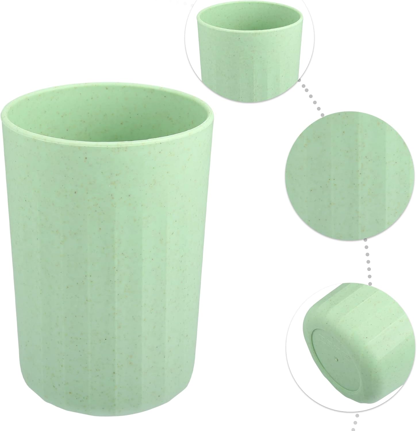 VOCOSTE Bathroom Tumbler with Smooth Lines Wheat Straw Cup Toothpaste Holder