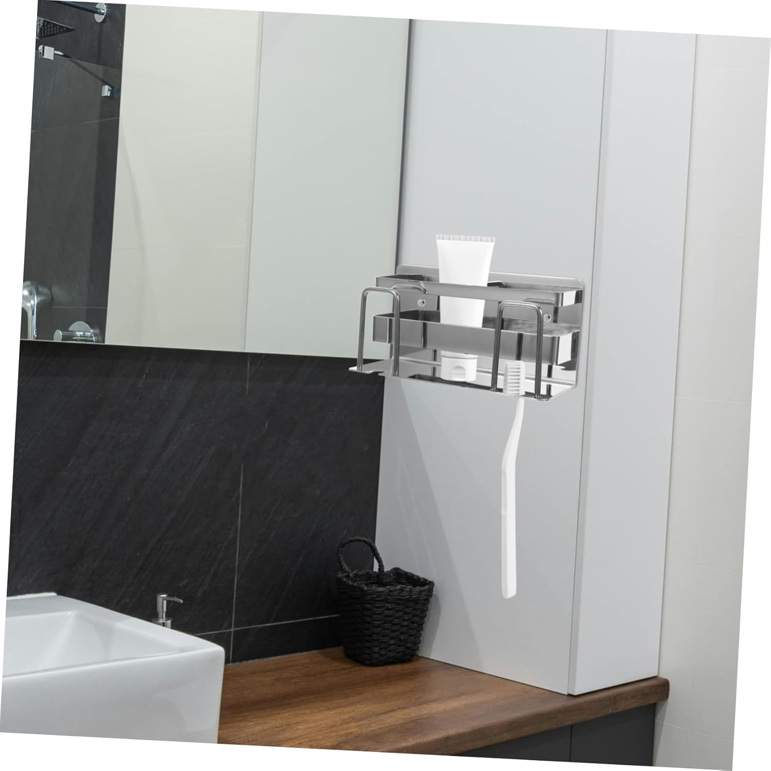 CONGARTENO Wall Mounted Toothbrush Holder Stainless Steel No Tools Required