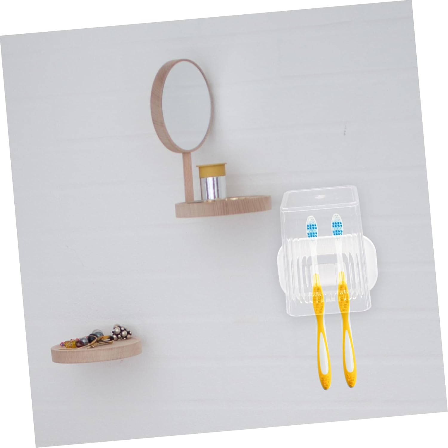 Pink Wall-Mounted Toothbrush Holder Set