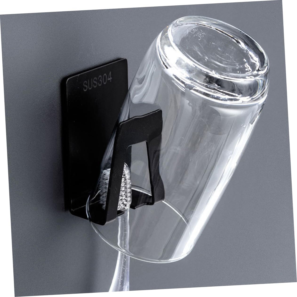 IMIKEYA Wall-Mounted Toothbrush Holder Black