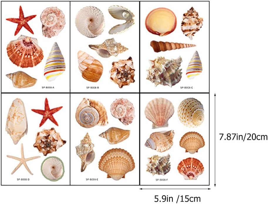 LUOZZY 6 Sheets Non-Slip Bathtub Stickers with Sea Shell Design