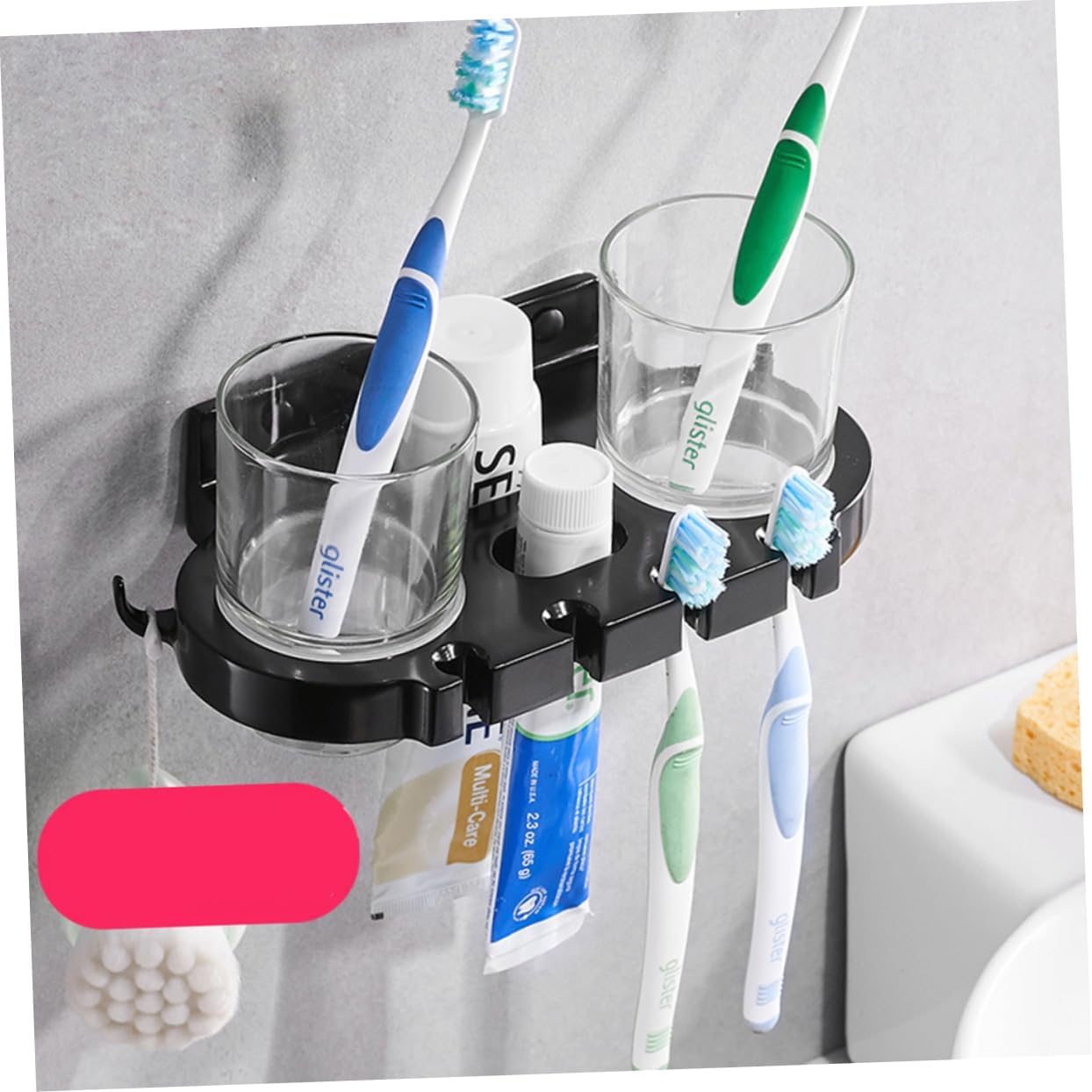 CAXUSD Punch Toothbrush Holder with Hooks and Cups