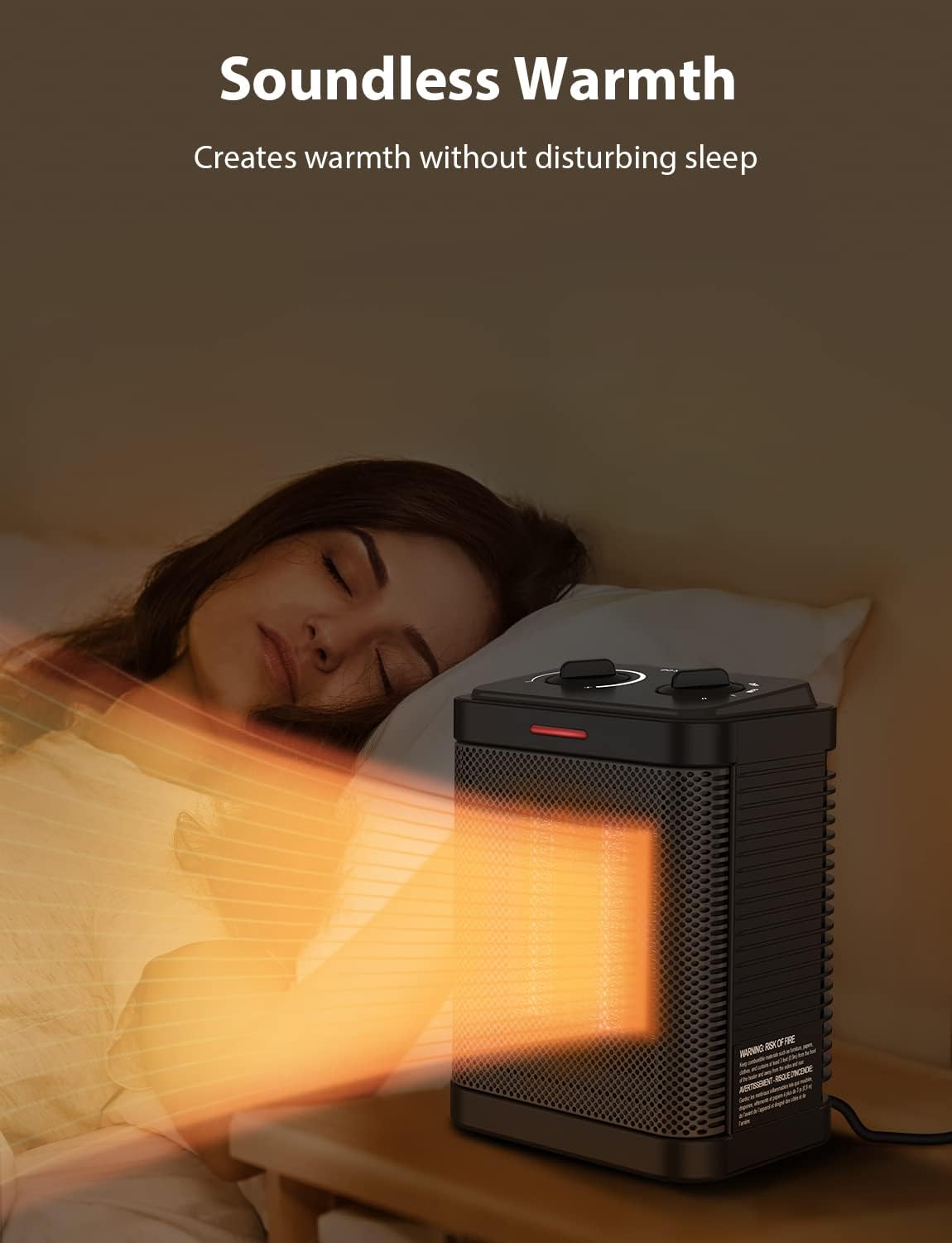 Pereysi 1500W PTC Ceramic Space Heater with Thermostat and 3 Modes