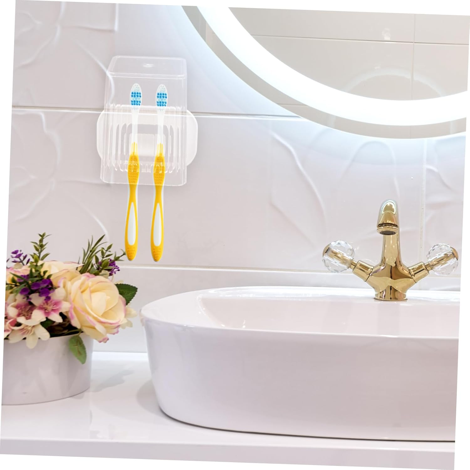 FONDOTIN Wall-Mounted Toothbrush Holder Set No Drill