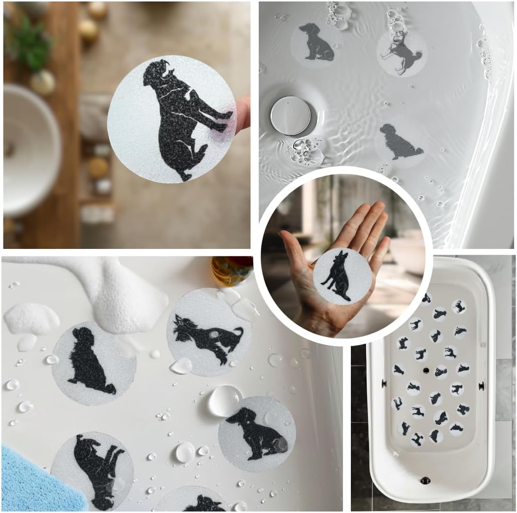 Non Slip Bathtub Stickers with Dog Silhouettes 24 PCS 1
