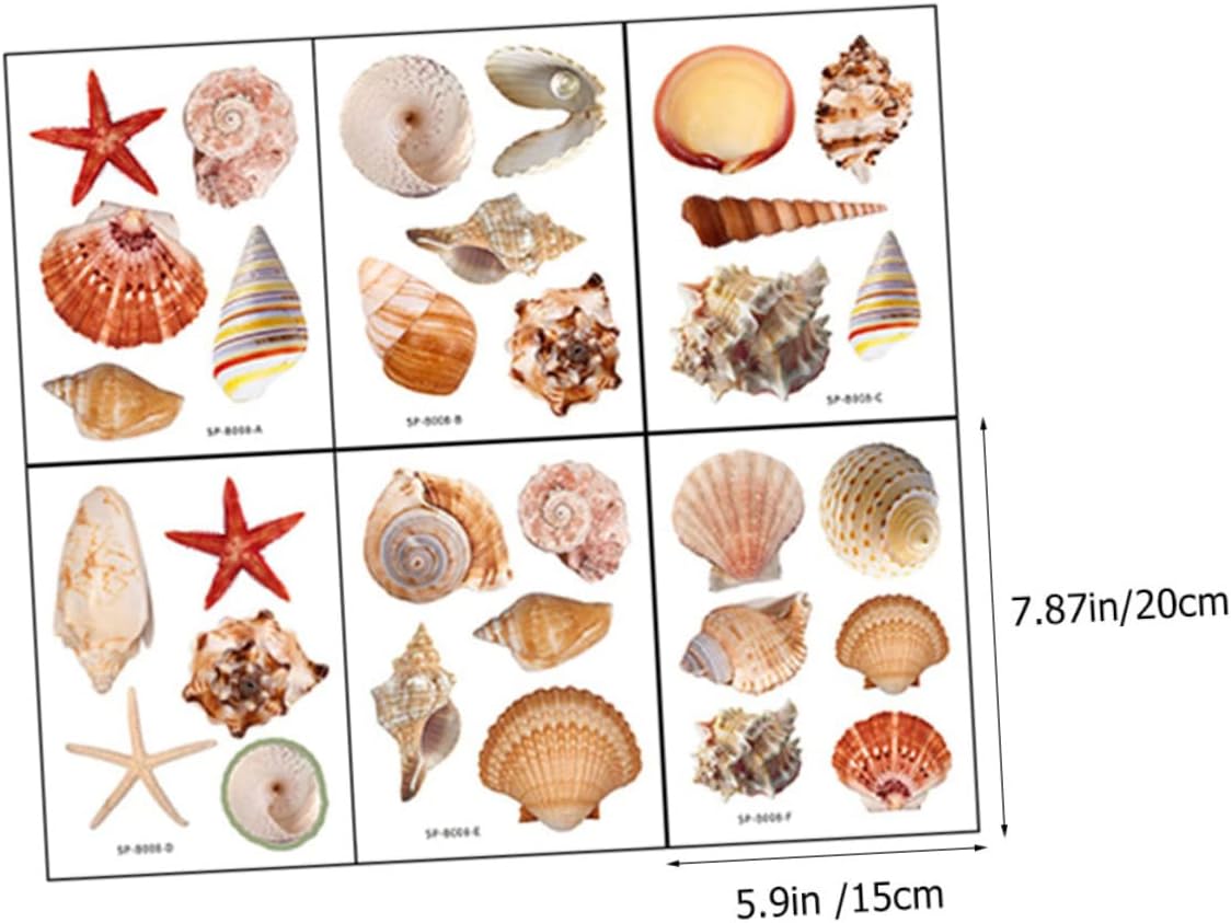 Happyyami 6 Sheets Seashell Bathtub Stickers