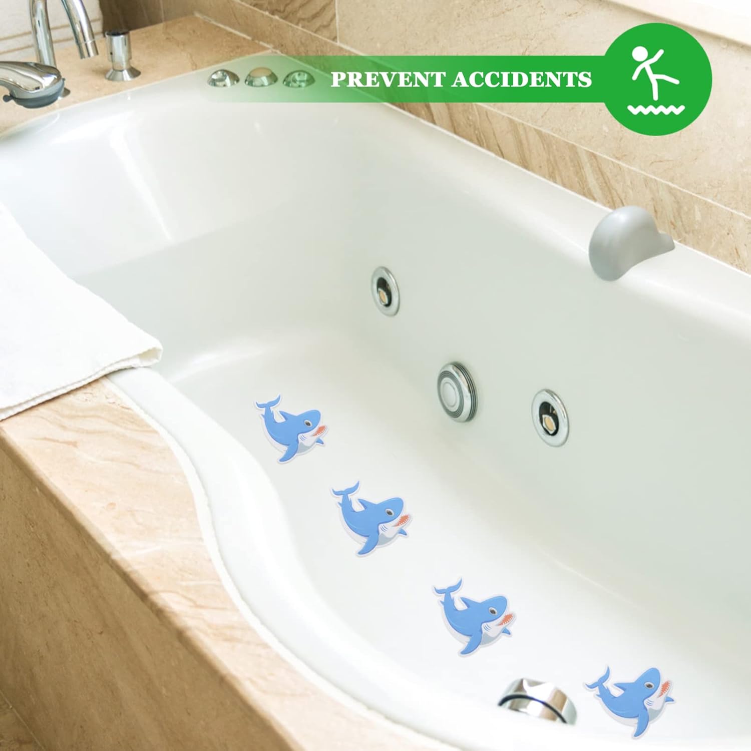 Cabilock Non-Slip Shark Bathtub Stickers 5 Pieces