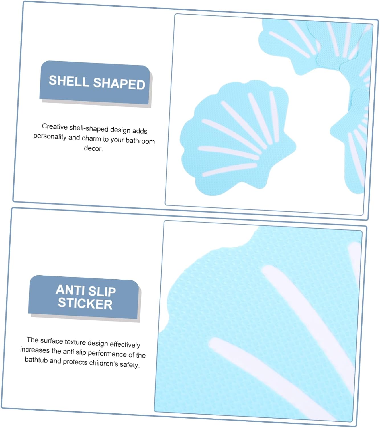 GLEAVI Non-Slip Shower Stickers 12pcs Shell Design Bath Decals