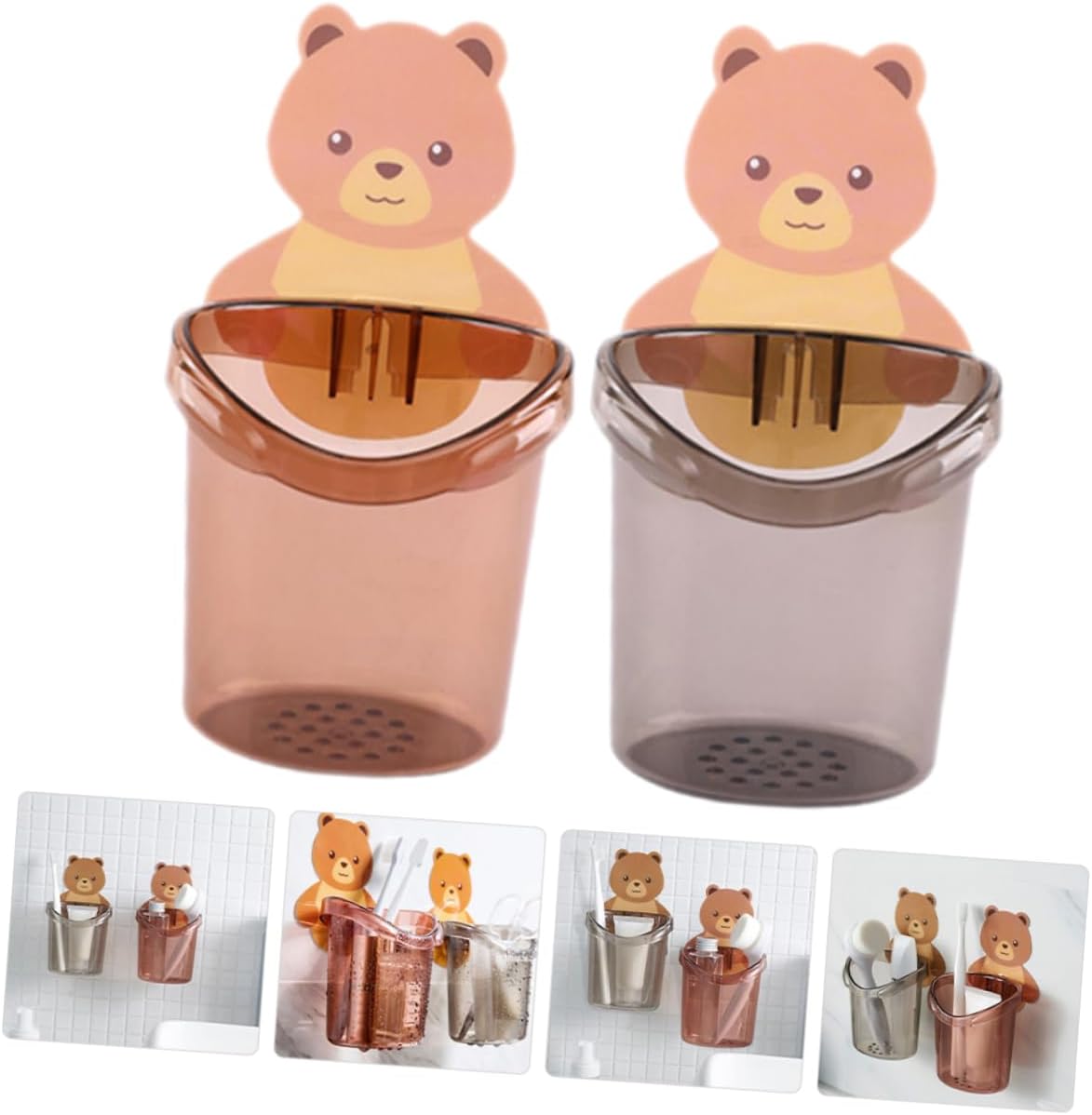 2pcs Cartoon Wall-Mounted Toothbrush Holder for Boys and Girls