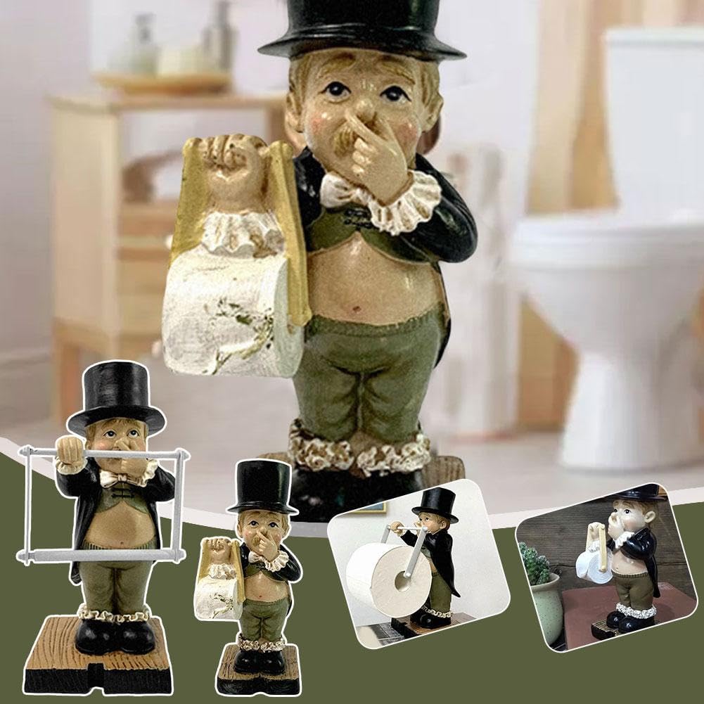 Pulunto Toilet Butler Statue Resin Gentleman Tissue Holder