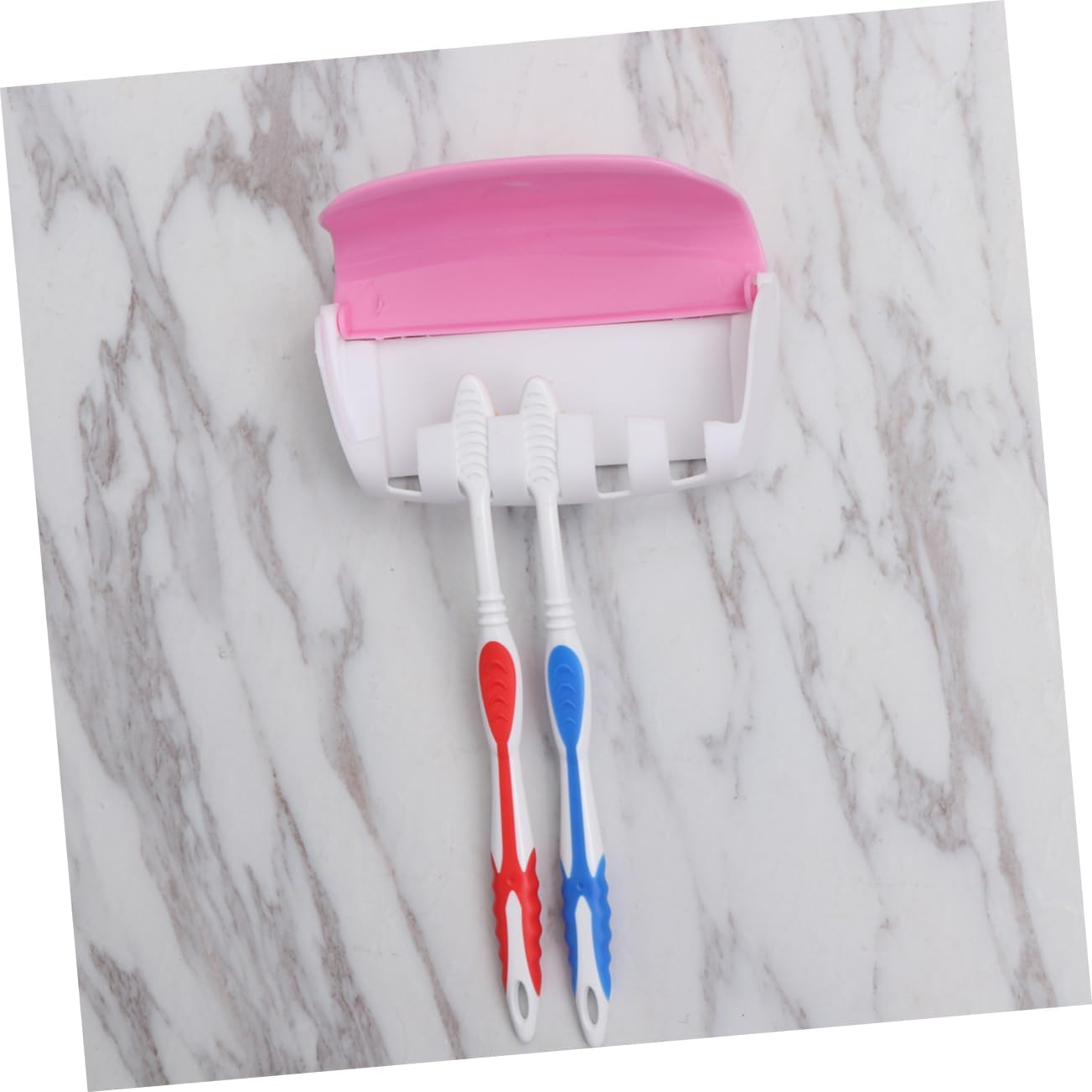 LIFKICH Pink Wall Mounted Toothbrush Holder with Suction Cup and Toothpaste Squeezer