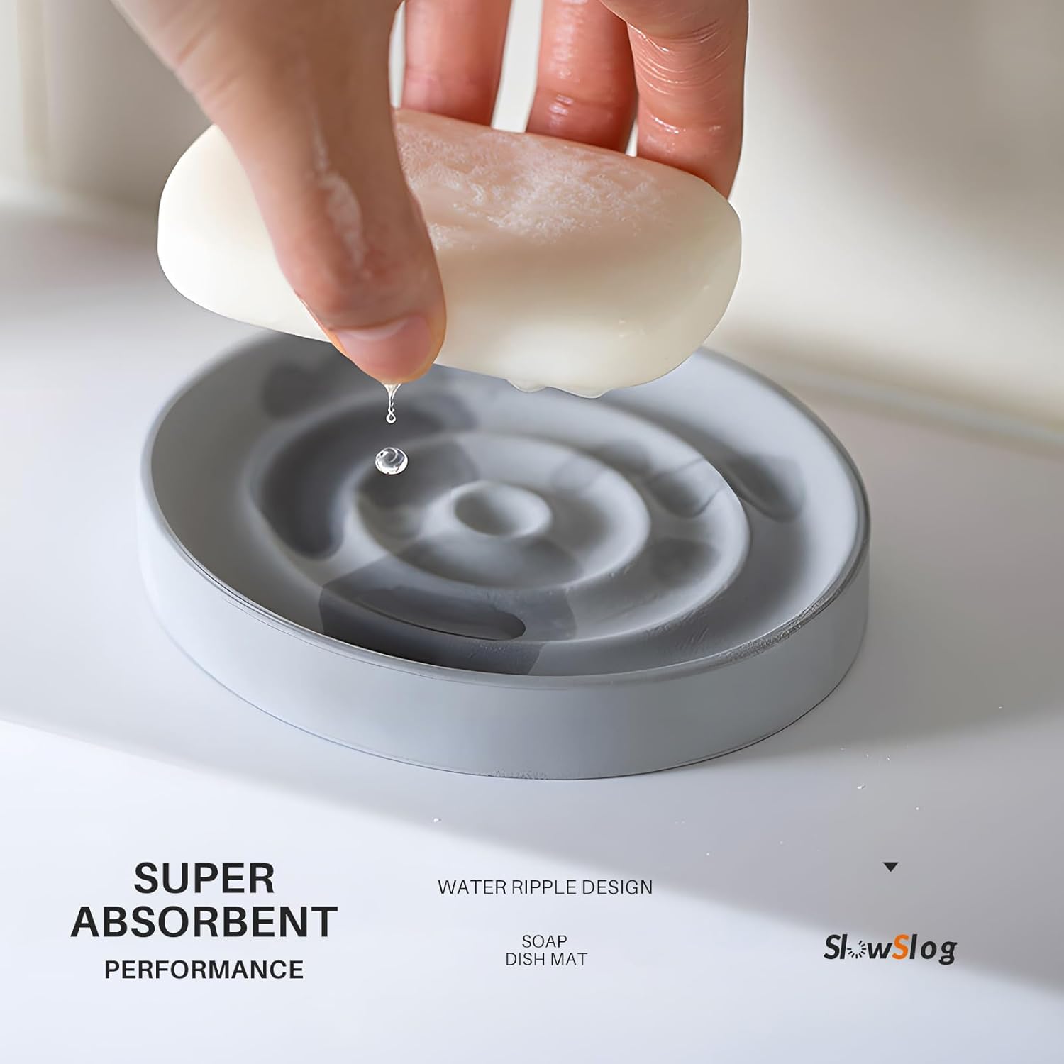Slow Slog Diatomite Soap Dish Holder Gray 1