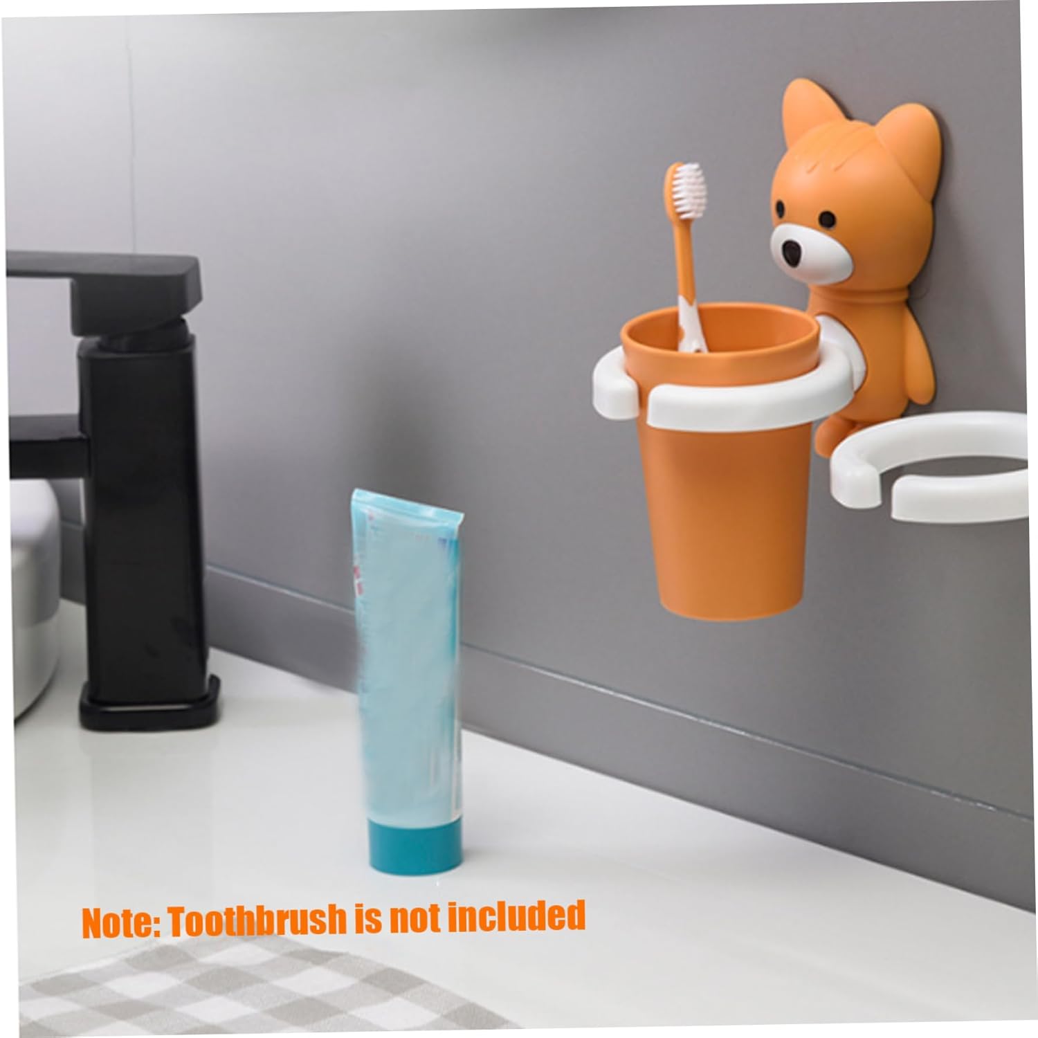Kids Cartoon Fox Toothbrush Holder Wall Mount