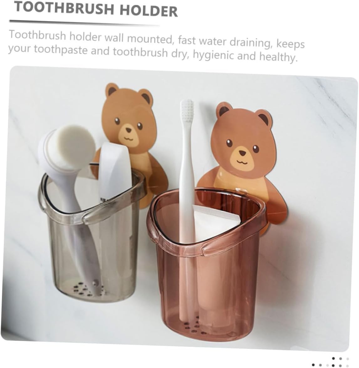 HEALLILY Wall Toothbrush Holder with Cartoon Design