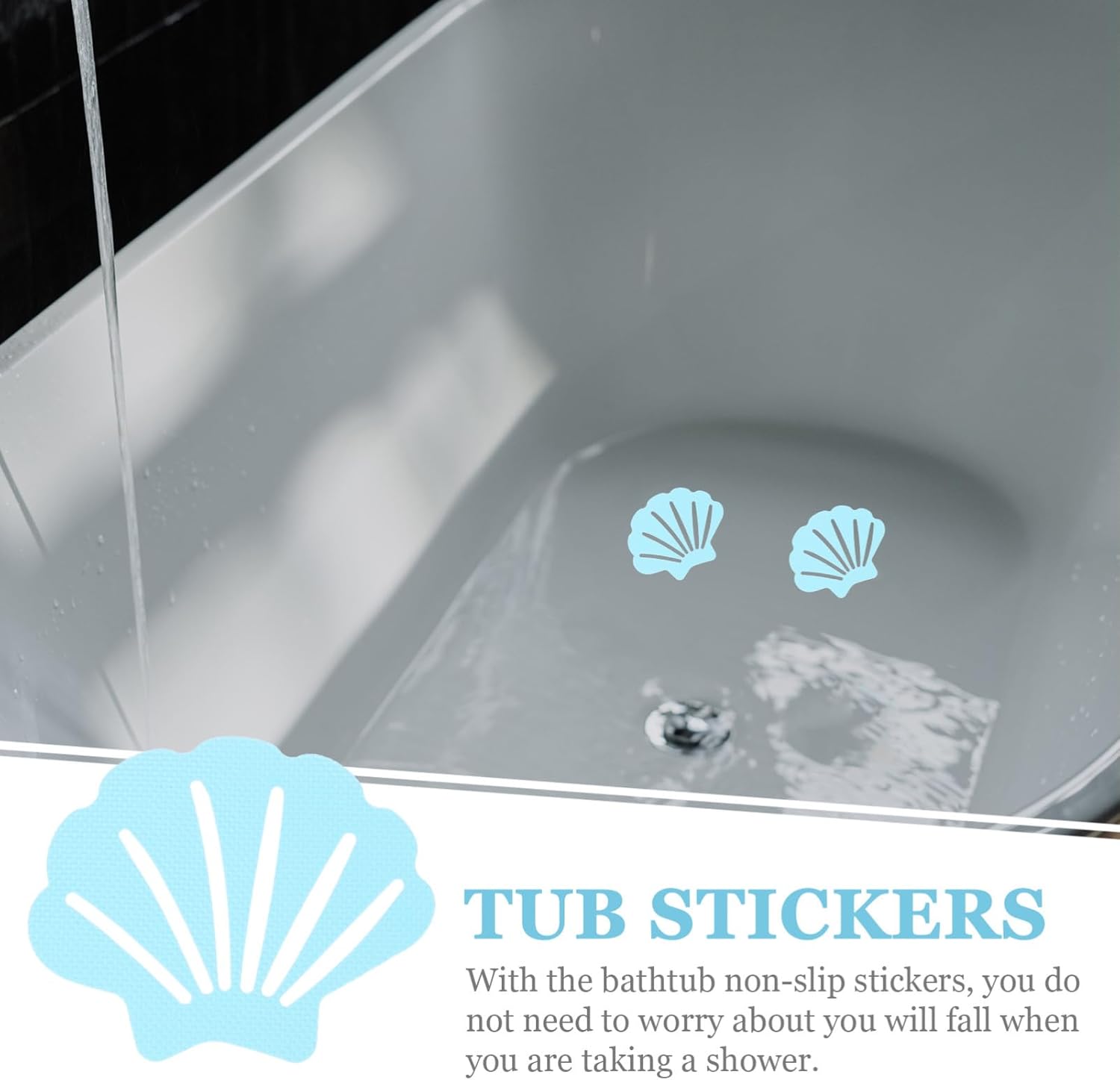 Zerodeko Non-Slip Bathtub Stickers with Shell Design