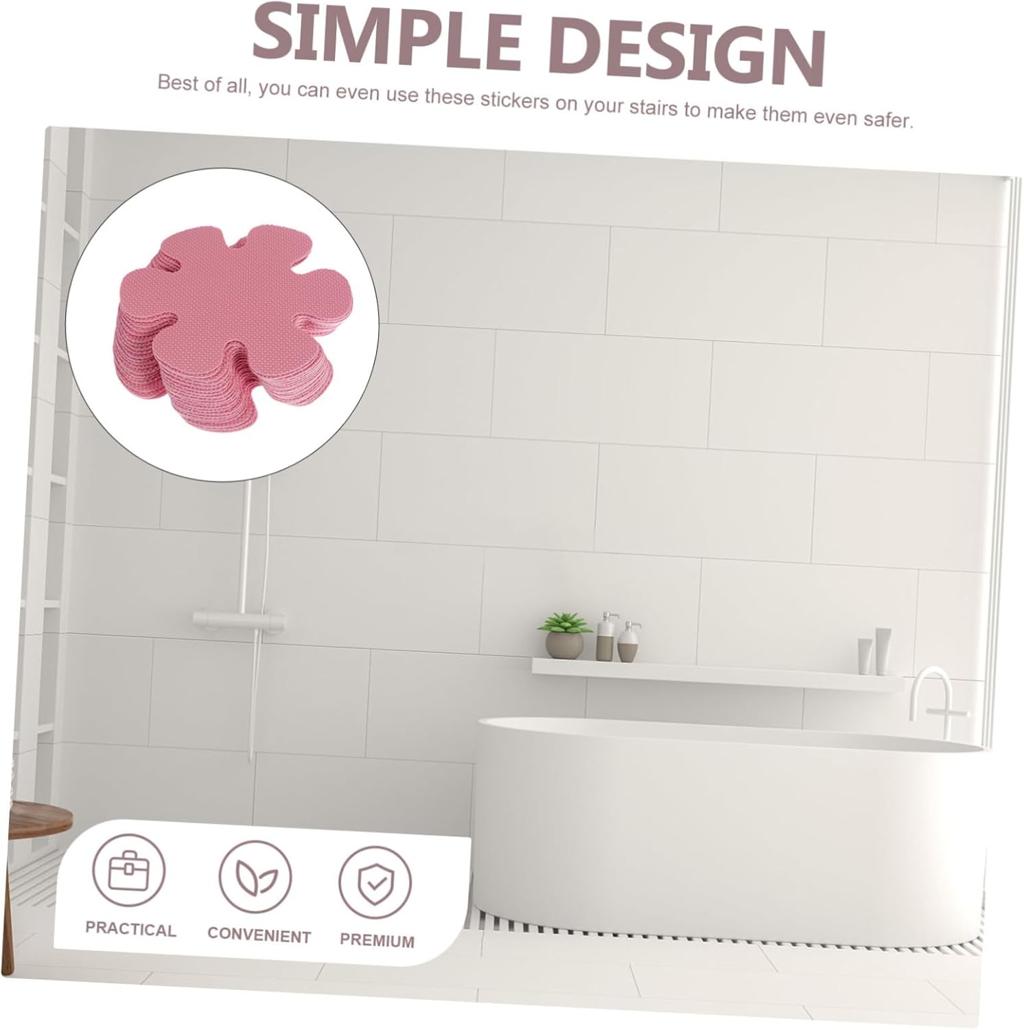 Happyyami Flower Shape Non-Slip Bathtub Stickers
