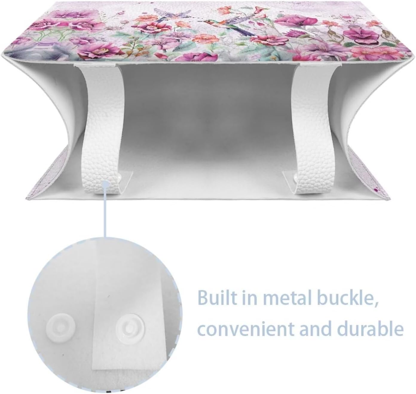Flower Hummingbird Tissue Box Cover with PU Leather 1