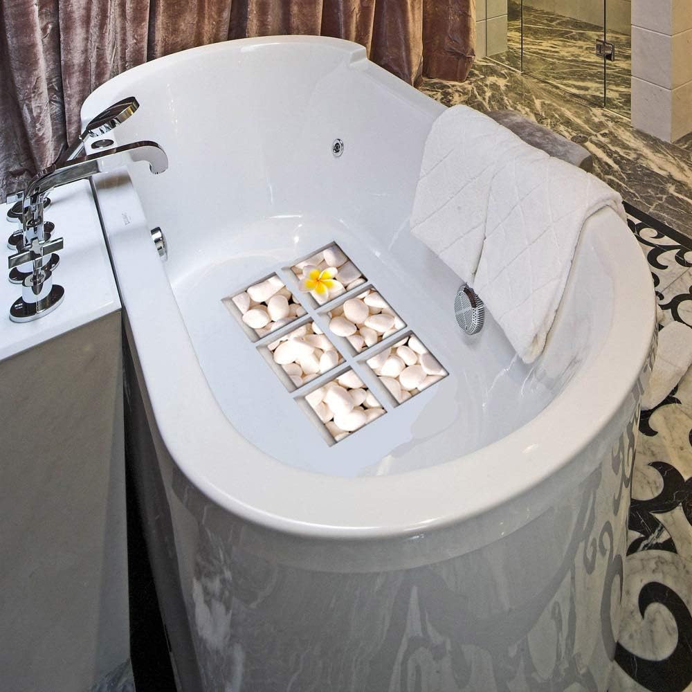 AILEGOU 3D Non-Slip Bathtub Stickers with 6 Pieces Pebbles-A02