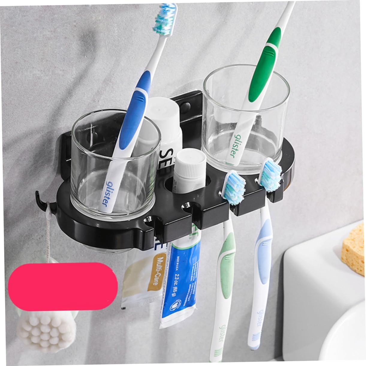 Anneome Toothbrush Holder with Hooks and Cups 1