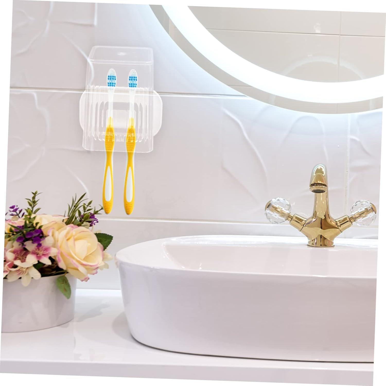 GLEAVI Wall-Mounted Toothbrush Holder with Cup Stand
