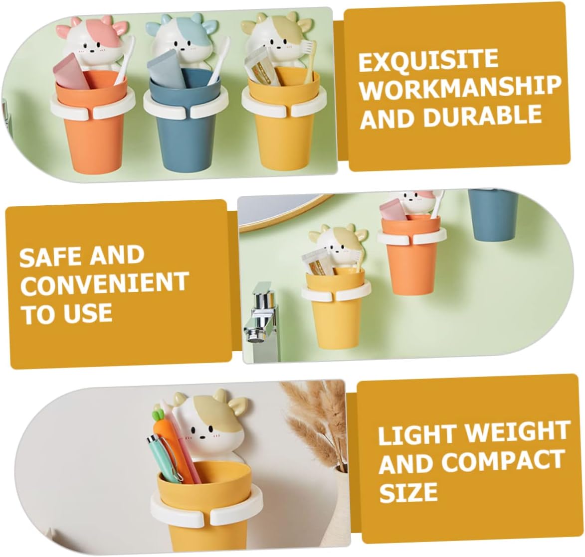 Cartoon Cow Toothbrush Holder with Gargle Cup