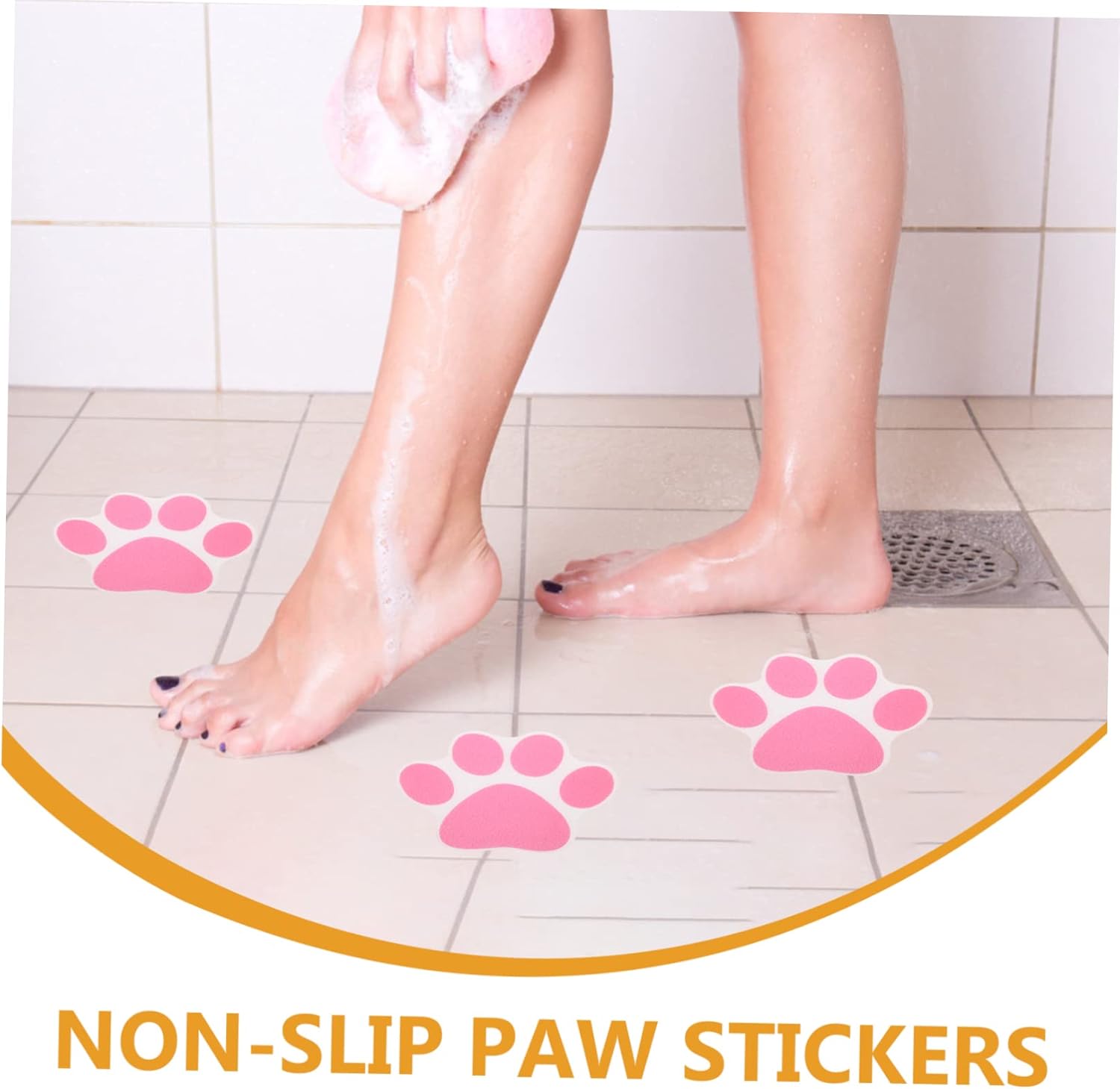 Garneck 10pcs Non-Slip Bathtub Stickers with Paw Design