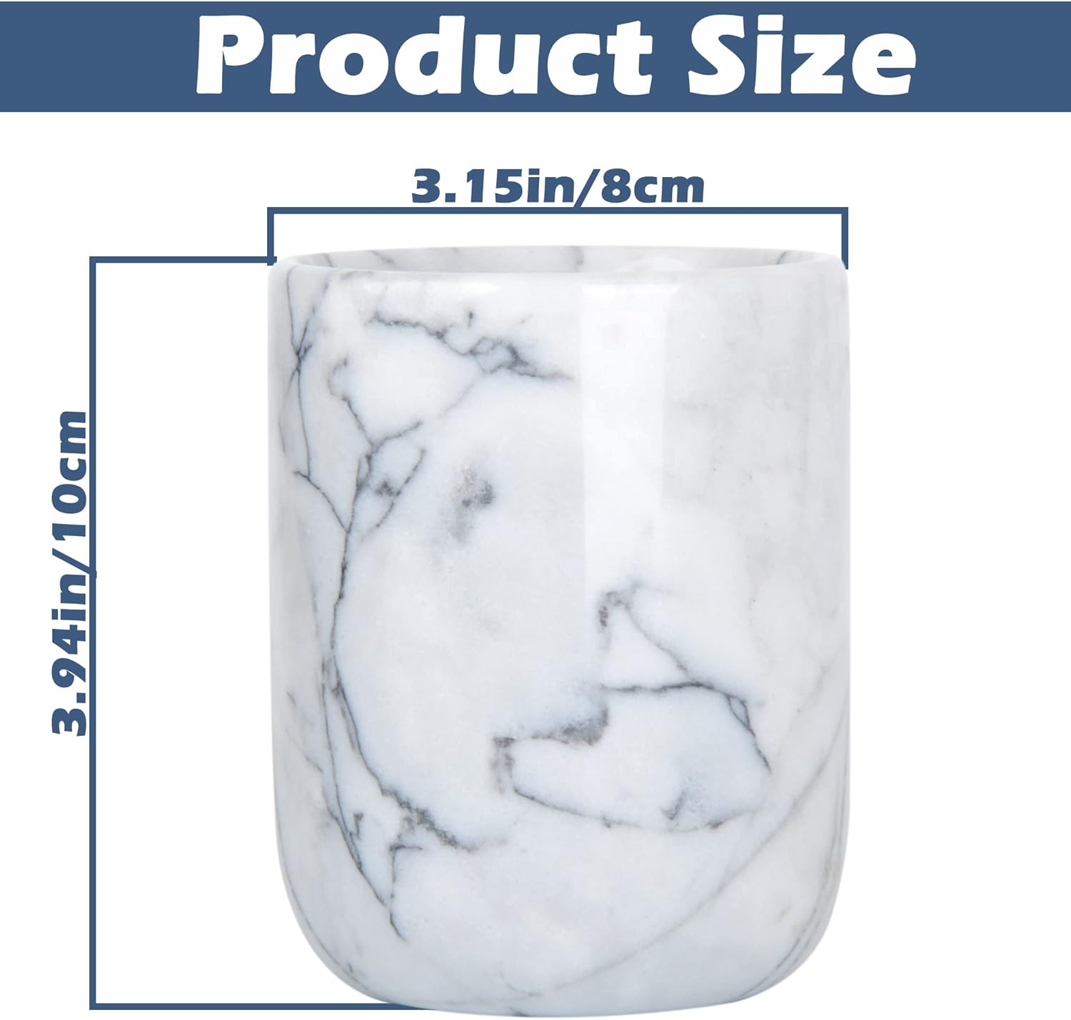 Handmade Marble Toothbrush Holder - White
