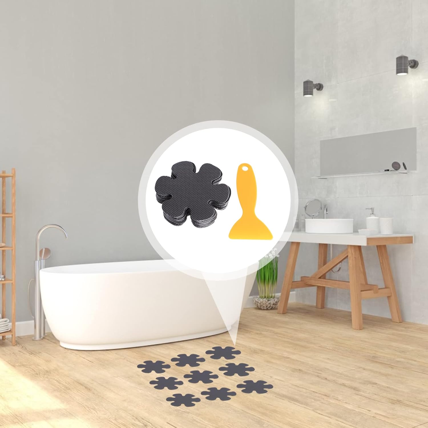 Alipis 20Pcs Flower Shape Non-Slip Bath Stickers
