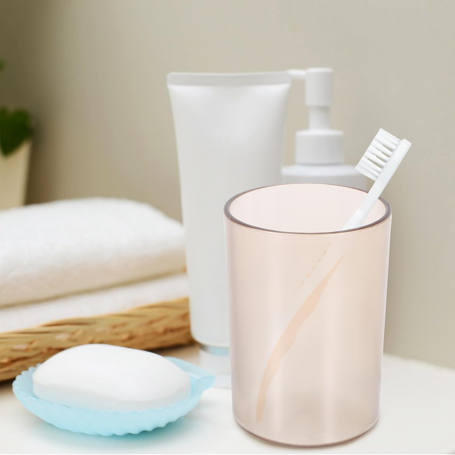 Kichvoe 4Pcs Transparent Couples Toothbrush Cup Holder