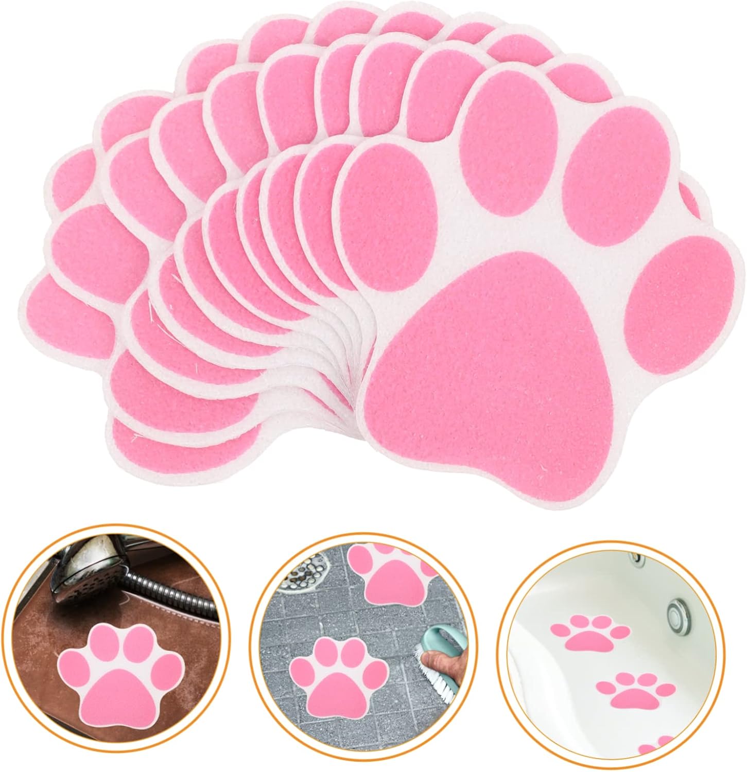 Garneck 10pcs Non-Slip Bathtub Stickers with Paw Design
