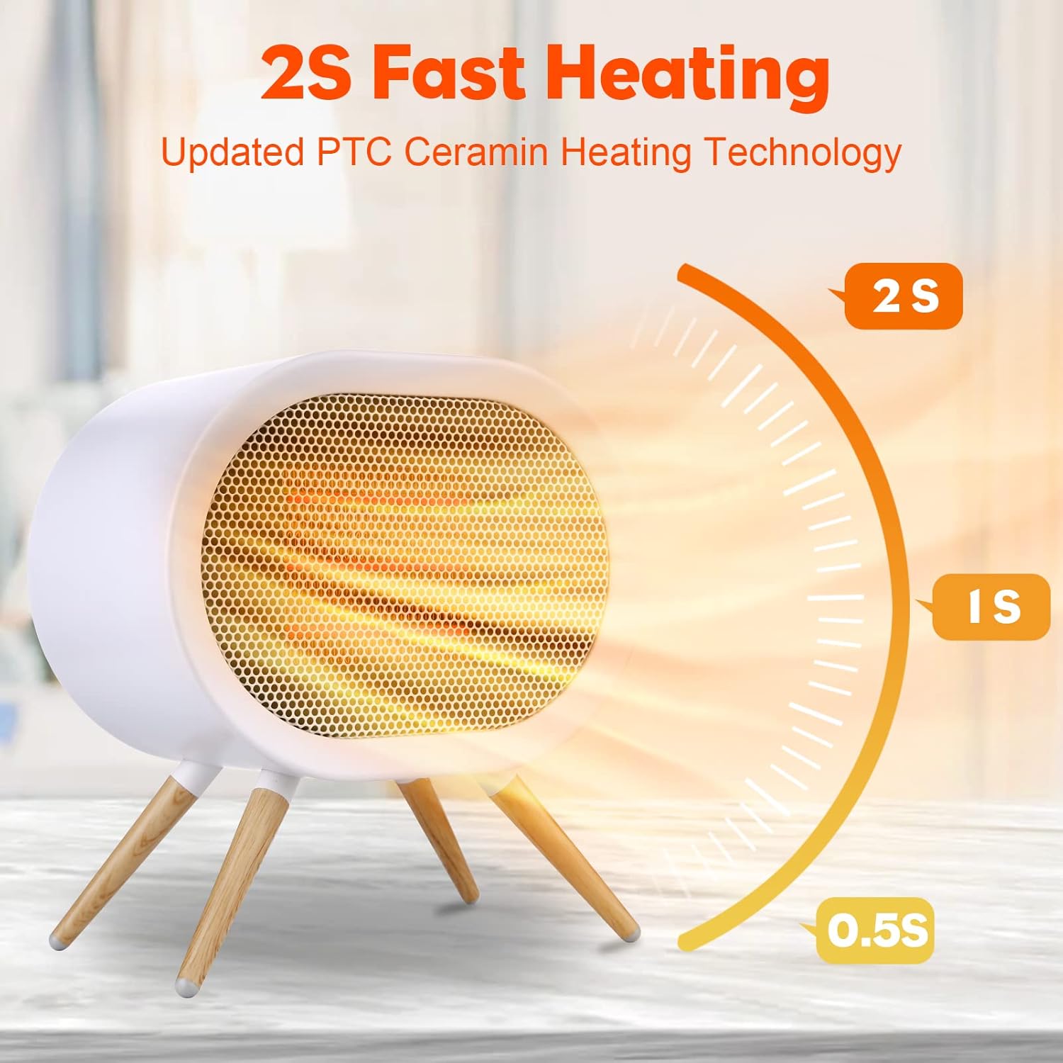 FEASYD 1000W Electric Space Heater with 3 Modes