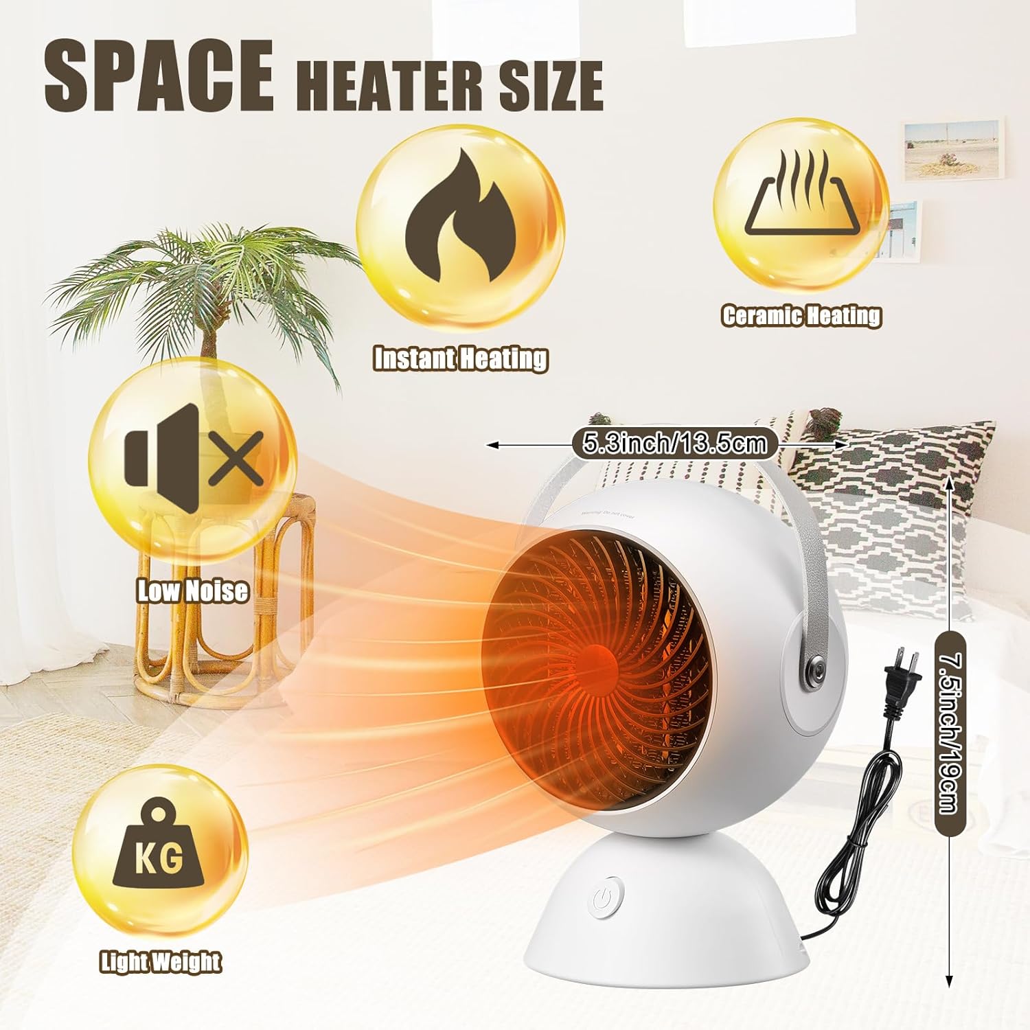 Honoson 2 Pcs 1200W Electric Ceramic Space Heater 1
