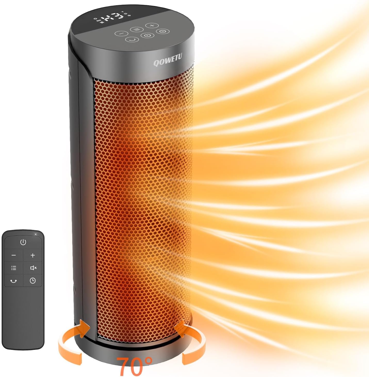 QOWETU 1500W Quiet PTC Ceramic Space Heater with Remote