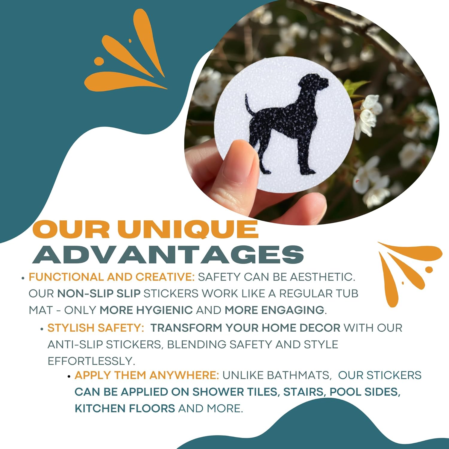 Non Slip Bathtub Stickers with Dog Silhouettes 24 PCS 1
