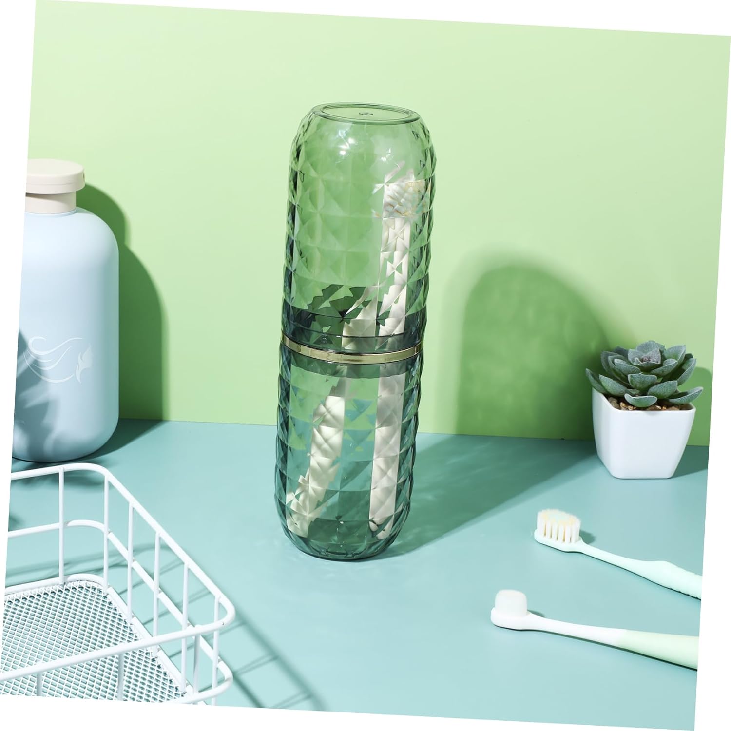 GALPADA Travel Toothbrush Holder and Mouthwash Tumbler Set