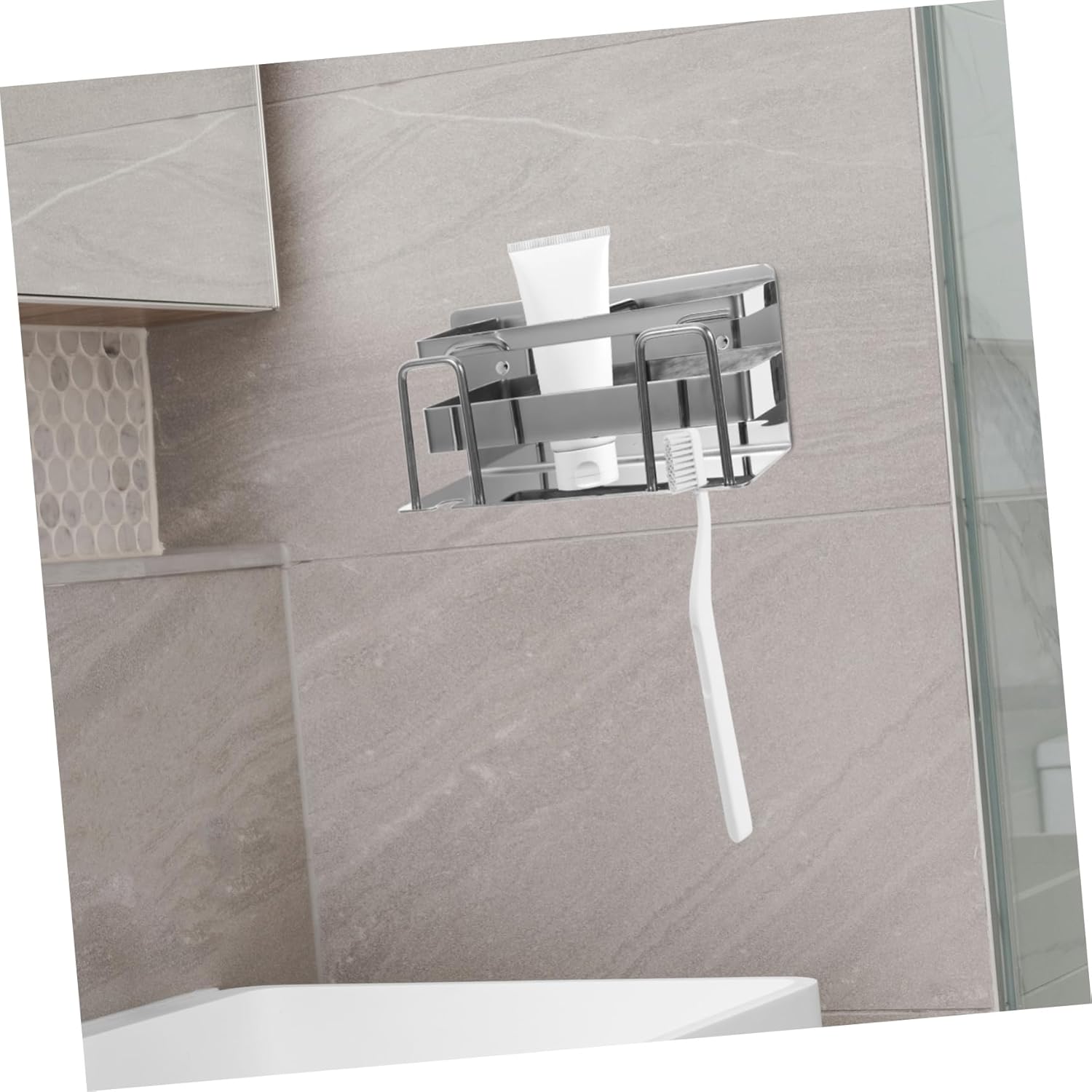 RORPOIR Wall Mounted Toothbrush Holder Stand Silver