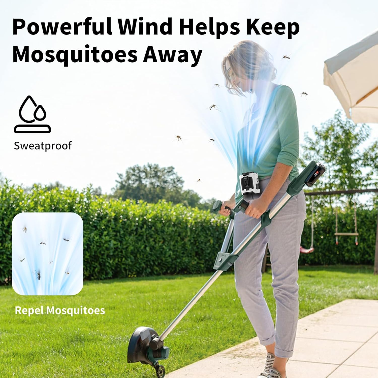 Socool 10000mAh Portable Waist Fan with 5 Speeds Flashlight