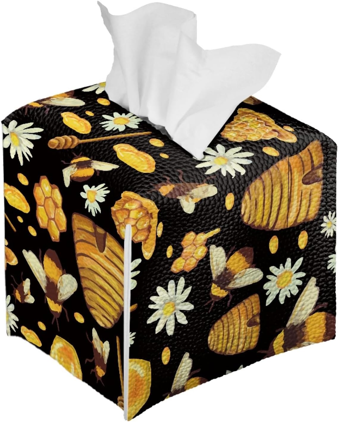 Cute Bee Tissue Box Cover Holder with Belt Bottom