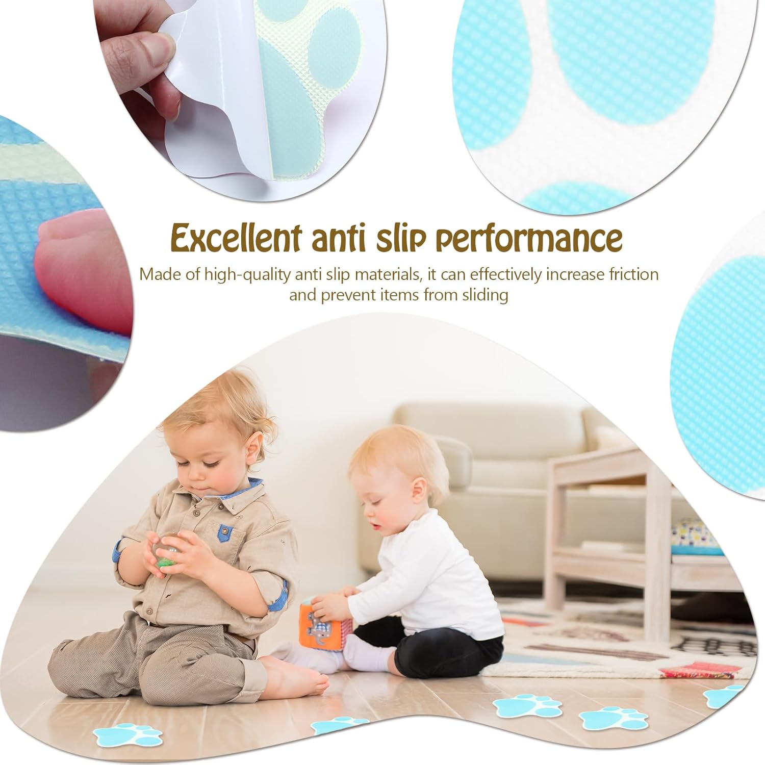 20 Pcs Blue Paw Print Non Slip Bath Stickers