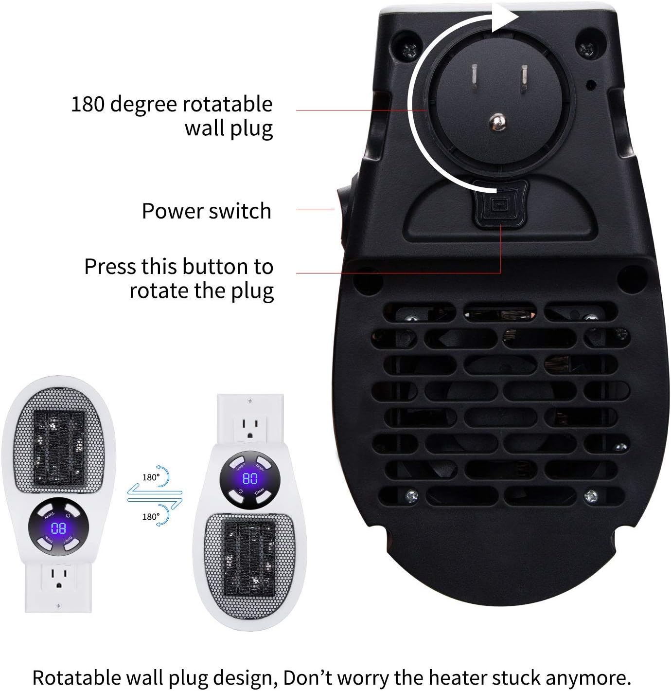 Brightown Wall Space Heater 450W Remote Control